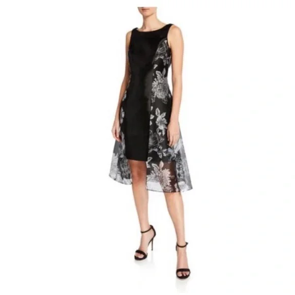 Tahari | Dresses | Tahari Asl Organza Overlay Fitflare Dress Sz 2 | Poshmark